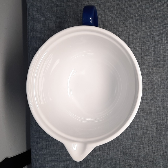 Handled Batter Mixing Bowl Pottery Baking Blue Embossed Pattern Bake Baker Cook - Picture 2 of 7